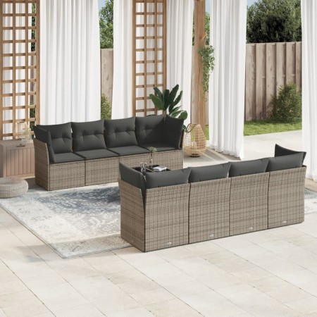 9-piece garden furniture set and gray synthetic rattan cushions by , Garden sets - Ref: Foro24-3217310, Price: 582,95 €, Disc...