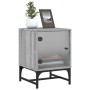 Mesitas noche con puertas vidrio 2 uds gris Sonoma 35x37x50 cm de , Mesitas de noche - Ref: Foro24-836529, Precio: 68,33 €, D...