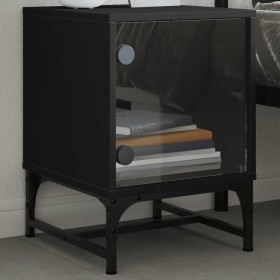 Mesita de noche con puerta de vidrio negro 35x37x50 cm de , Mesitas de noche - Ref: Foro24-836520, Precio: 37,99 €, Descuento: %