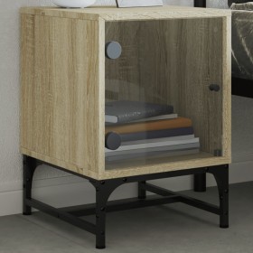 Bedside table with glass door Sonoma oak 35x37x50 cm by , Nightstands - Ref: Foro24-836522, Price: 40,99 €, Discount: %