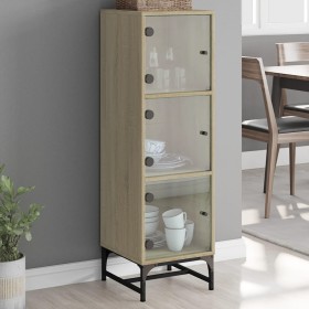 Sideboard with glass doors Sonoma oak 35x37x120 cm by , Sideboards - Ref: Foro24-836562, Price: 65,69 €, Discount: %