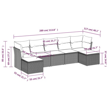 7-teiliges Garten-Essset und schwarze Kissen aus synthetischem Rattan von , Gartensets - Ref: Foro24-3249864, Preis: 415,97 €...