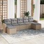 7-teiliges Gartensofa-Set und beigefarbene synthetische Rattankissen von , Modulare Sofas für den Außenbereich - Ref: Foro24-...