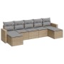 7-teiliges Gartensofa-Set und beigefarbene synthetische Rattankissen von , Modulare Sofas für den Außenbereich - Ref: Foro24-...