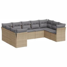 9-teiliges Gartensofa-Set mit beigen synthetischen Rattankissen von , Gartensets - Ref: Foro24-3249968, Preis: 607,99 €, Raba...