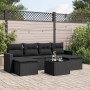 7-teiliges Garten-Essset und schwarze Kissen aus synthetischem Rattan von , Modulare Sofas für den Außenbereich - Ref: Foro24...