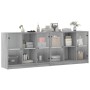 Estantería con puertas madera gris Sonoma 204x37x75 cm de , Librerías y estanterías - Ref: Foro24-3206536, Precio: 203,24 €, ...