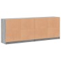 Estantería con puertas madera gris Sonoma 204x37x75 cm de , Librerías y estanterías - Ref: Foro24-3206536, Precio: 203,24 €, ...