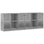 Estantería con puertas madera de ingeniería gris 204x37x75 cm de , Librerías y estanterías - Ref: Foro24-3206534, Precio: 190...