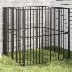 Dog playpen with 4 black galvanized steel panels by , Dog kennels - Ref: Foro24-172209, Price: 110,99 €, Discount: %