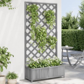 Jardinera con enrejado madera maciza de abeto gris de , Maceteros y jardineras - Ref: Foro24-365480, Precio: 97,16 €, Descuen...