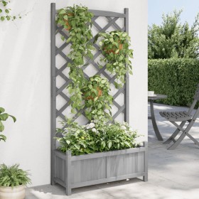 Jardinera con enrejado madera maciza de abeto gris de , Maceteros y jardineras - Ref: Foro24-365489, Precio: 72,99 €, Descuen...