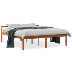 Bed for seniors solid wax brown pine wood 150x200 cm by , Beds and slatted bases - Ref: Foro24-844159, Price: 135,99 €, Disco...