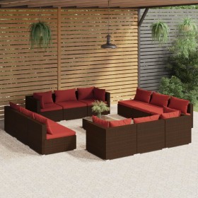 Set muebles de jardín 13 pzas y cojines ratán sintético marrón de , Conjuntos de jardín - Ref: Foro24-3101595, Precio: 1,00 €...