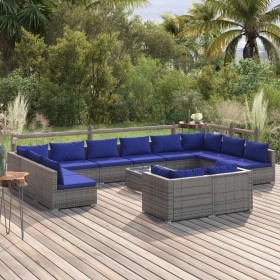 13-teiliges Gartenmöbel-Set und Kissen synthetisches Rattangrau von , Gartensets - Ref: Foro24-3102102, Preis: 908,99 €, Raba...