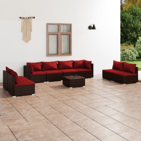 Set muebles de jardín 9 piezas y cojines ratán sintético marrón de , Conjuntos de jardín - Ref: Foro24-3102259, Precio: 951,9...