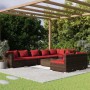 Set muebles de jardín 9 piezas y cojines ratán sintético marrón de , Conjuntos de jardín - Ref: Foro24-3102411, Precio: 748,8...