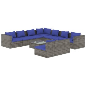 Set de muebles de jardín 10 pzas y cojines ratán sintético gris de , Conjuntos de jardín - Ref: Foro24-3102430, Precio: 619,9...