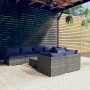 Garden furniture set 8 pieces and gray synthetic rattan cushions by , Garden sets - Ref: Foro24-3102470, Price: 577,04 €, Dis...