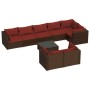 Set muebles de jardín 9 piezas y cojines ratán sintético marrón de , Conjuntos de jardín - Ref: Foro24-3102491, Precio: 746,9...