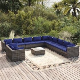 Garden furniture set 12 pieces with gray synthetic rattan cushions by , Garden sets - Ref: Foro24-3102542, Price: 926,10 €, D...