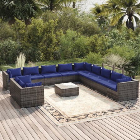 12-teiliges Gartenmöbel-Set synthetische Rattankissen grau von , Gartensets - Ref: Foro24-3102542, Preis: 926,10 €, Rabatt: %