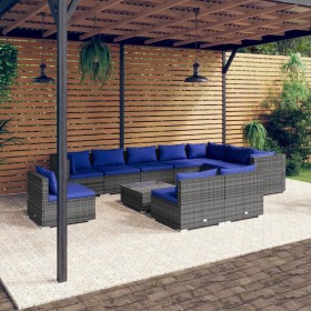 11-teiliges Gartenmöbel-Set und Kissen synthetisches Rattangrau von , Gartensets - Ref: Foro24-3102606, Preis: 714,99 €, Raba...