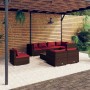 Set muebles de jardín 9 piezas y cojines ratán sintético marrón de , Conjuntos de jardín - Ref: Foro24-3102619, Precio: 750,5...