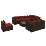 Set muebles de jardín 9 piezas y cojines ratán sintético marrón de , Conjuntos de jardín - Ref: Foro24-3102619, Precio: 750,5...