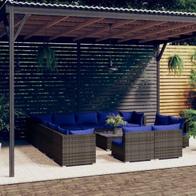 Garden furniture set 14 pieces and gray synthetic rattan cushions by , Garden sets - Ref: Foro24-3102870, Price: 952,99 €, Di...