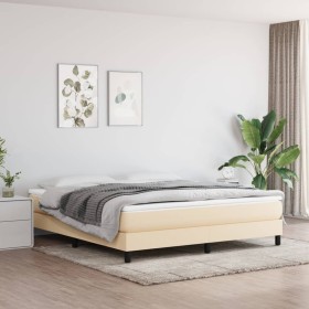 Cama box spring con colchón tela color crema 180x200 cm de , Camas y somieres - Ref: Foro24-3144098, Precio: 486,99 €, Descue...