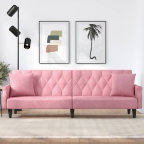 Pink velvet sofa bed with armrests by , Sofas - Ref: Foro24-351947, Price: 250,99 €, Discount: %