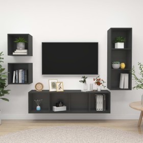 Juego de muebles de salón 4 piezas madera de ingeniería gris de , Muebles TV - Ref: Foro24-3079774, Precio: 141,99 €, Descuen...