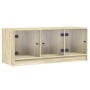 Mueble de TV con puertas de vidrio roble Sonoma 102x37x42 cm de , Muebles TV - Ref: Foro24-836408, Precio: 74,99 €, Descuento: %