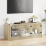 Mueble de TV con puertas de vidrio roble Sonoma 102x37x42 cm de , Muebles TV - Ref: Foro24-836408, Precio: 74,99 €, Descuento: %