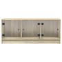 Mueble de TV con puertas de vidrio roble Sonoma 102x37x42 cm de , Muebles TV - Ref: Foro24-836408, Precio: 74,99 €, Descuento: %