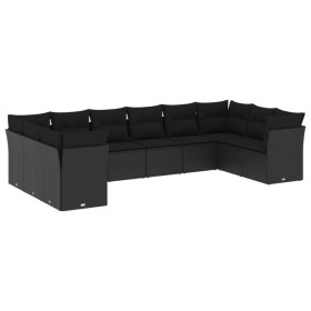 Set Gartensofas 10 Stück Kissen synthetisches Rattan schwarz von , Gartensets - Ref: Foro24-3250034, Preis: 659,15 €, Rabatt: %