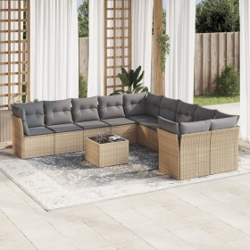 Set de sofás de jardín 11pzas con cojines ratán sintético beige de , Conjuntos de jardín - Ref: Foro24-3250088, Precio: 702,9...