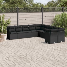 Set Gartensofas 10 Stück Kissen synthetisches Rattan schwarz von , Gartensets - Ref: Foro24-3250074, Preis: 659,15 €, Rabatt: %