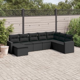 Set aus 8-teiligen Gartensofas und Kissen Kunstrattan schwarz von , Modulare Sofas für den Außenbereich - Ref: Foro24-3251692...