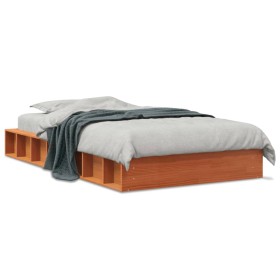 Wax brown solid pine wood bed frame 90x190 cm by , Beds and slatted bases - Ref: Foro24-844433, Price: 103,99 €, Discount: %