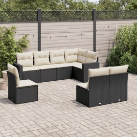 Set aus 8-teiligen Gartensofas und Kissen Kunstrattan schwarz von , Gartensets - Ref: Foro24-3219056, Preis: 511,70 €, Rabatt: %