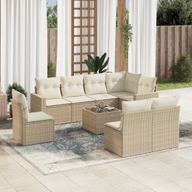 9-teiliges Gartensofa-Set mit beigen synthetischen Rattankissen von , Gartensets - Ref: Foro24-3219068, Preis: 703,99 €, Raba...