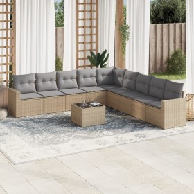 Gartensofa-Set mit beigen Kissen, 10-teilig, synthetisches Rattan von , Gartensets - Ref: Foro24-3219089, Preis: 641,99 €, Ra...