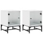 Bedside tables with glass doors 2 units white 35x37x50 cm by , Nightstands - Ref: Foro24-836519, Price: 61,84 €, Discount: %