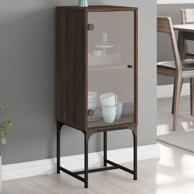 Auxiliary cabinet with brown oak glass door 35x37x100 cm by , Sideboards - Ref: Foro24-836559, Price: 51,99 €, Discount: %