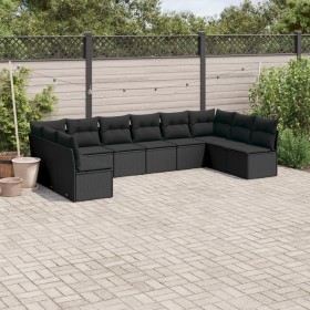 Set Gartensofas 10 Stück Kissen synthetisches Rattan schwarz von , Gartensets - Ref: Foro24-3249924, Preis: 590,99 €, Rabatt: %