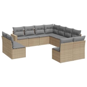 11-teiliges Gartensofa-Set mit beigen synthetischen Rattankissen von , Modulare Sofas für den Außenbereich - Ref: Foro24-3251...