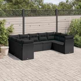 Set aus 8-teiligen Gartensofas und Kissen Kunstrattan schwarz von , Gartensets - Ref: Foro24-3249964, Preis: 611,52 €, Rabatt: %