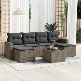 7-teilige Gartensofagarnitur mit grauen PE-Rattankissen von , Modulare Sofas für den Außenbereich - Ref: Foro24-3251667, Prei...